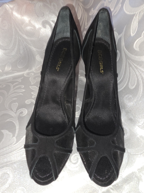 BCBGirls Shoes - BCBGirls Black Peep-Toe Suede High Heels